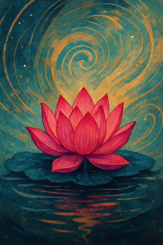 Lotusblume als Symbol für Verbindung von Erde, Seele und Geist